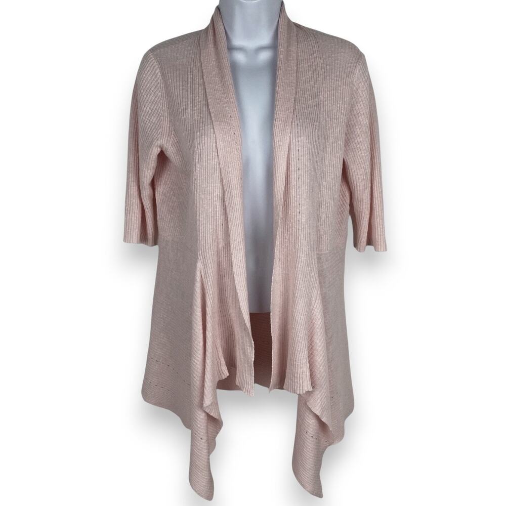 Eileen Fisher Linen Blend Waterfall Open Front Cardigan